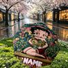 Spersonalizowany Parasol z Nadrukiem Betty Boop z Imieniem, Automatyczne Otwieranie i Zamykanie, Wytrzymały Stelaż z 8 Żebrami, do Codziennego Użytku, na Kemping i Piesze Wycieczki, Prezent Urodzinowy