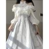Summer Formal Dress Lady French Elegant Vintage Midi Dress Women Dress Korean White Women