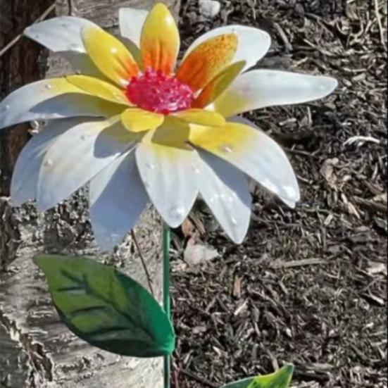 Metal Blomsterhavepæl Vejrbestandig Udendørs Have Græsplæne Terrasse Sti Realistisk Jern Blomsterpæl Dekoration Ornament