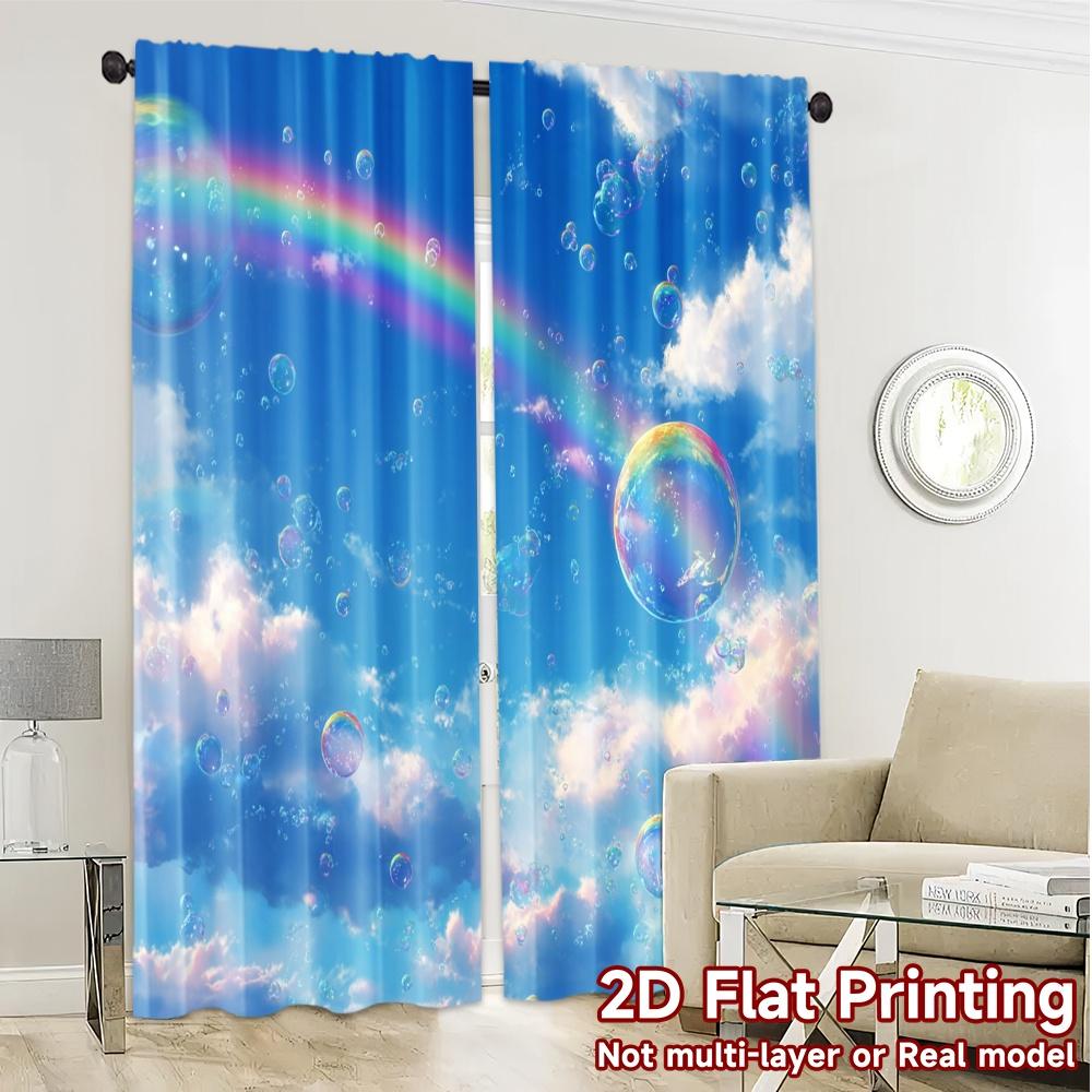 2pcs   2D FLAT PRINTING Curtains (Without Rod) SkyJoy Popular Print Curtains Yarn Curtains Room Decor Suitable for Living Room