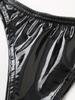 Womens Patent Leather Thong Underwear Elastic Waist O Ring Design Solid Color Glossy Briefs Nightclub Panties