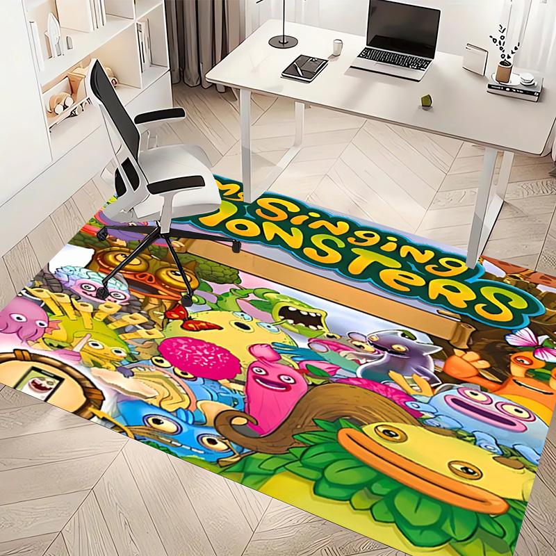 1pc My Singing Monsters Print Area Rug - Soft, Washable Non-Slip Indoor Mat, Living Room, Home Office Decorative Rug,Office Decorative