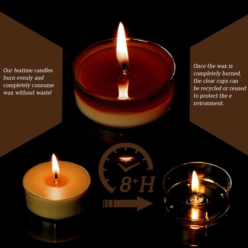 Scented Tealight Candles, Natural Soy Tea Lights Candle with Coffee Essential Oil, Handmade Extra-Large Tealights - 8 Hours Long Burn Time for Home