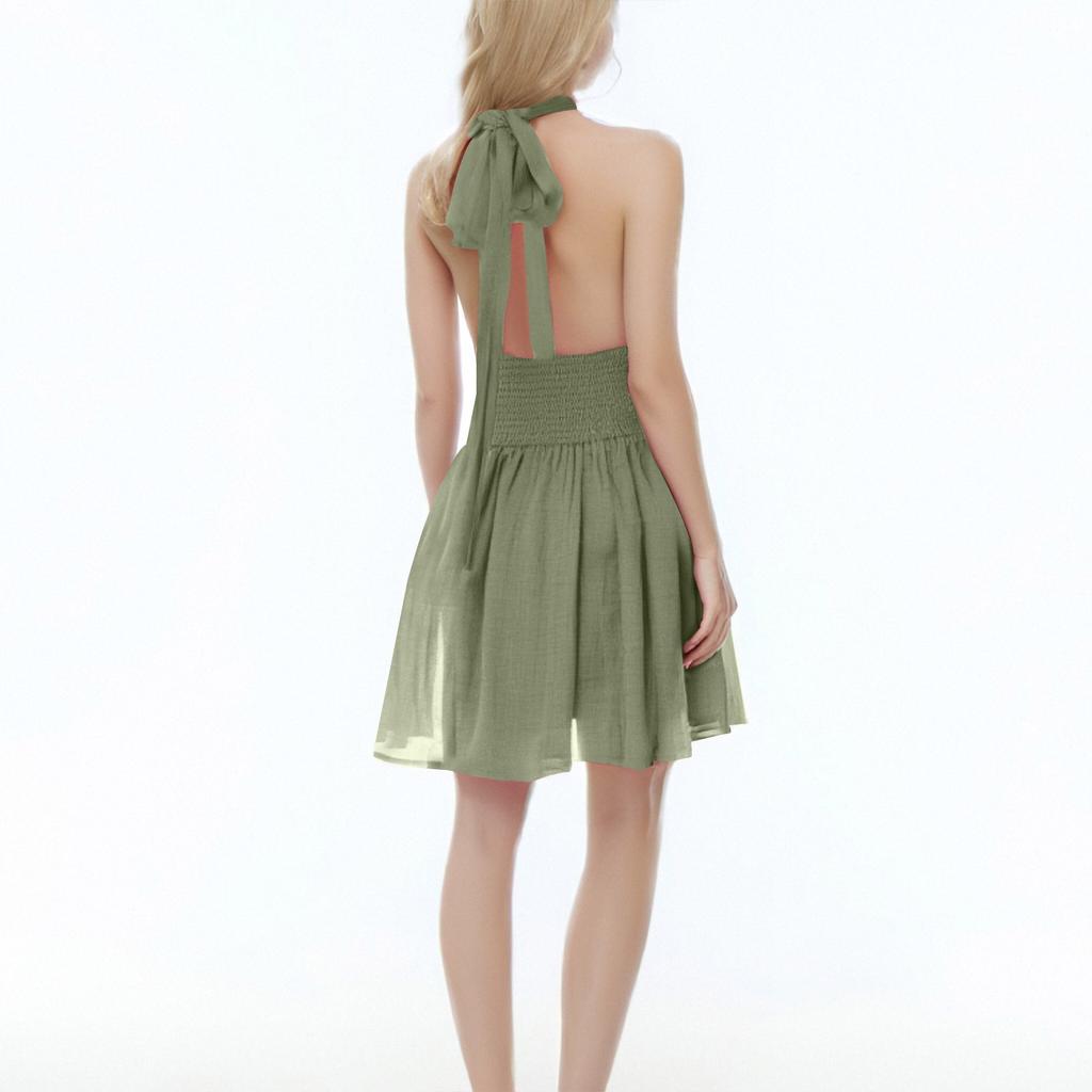 Women's Dresses Backless V-Neck Hanging Neck Strap Slimming Dresses