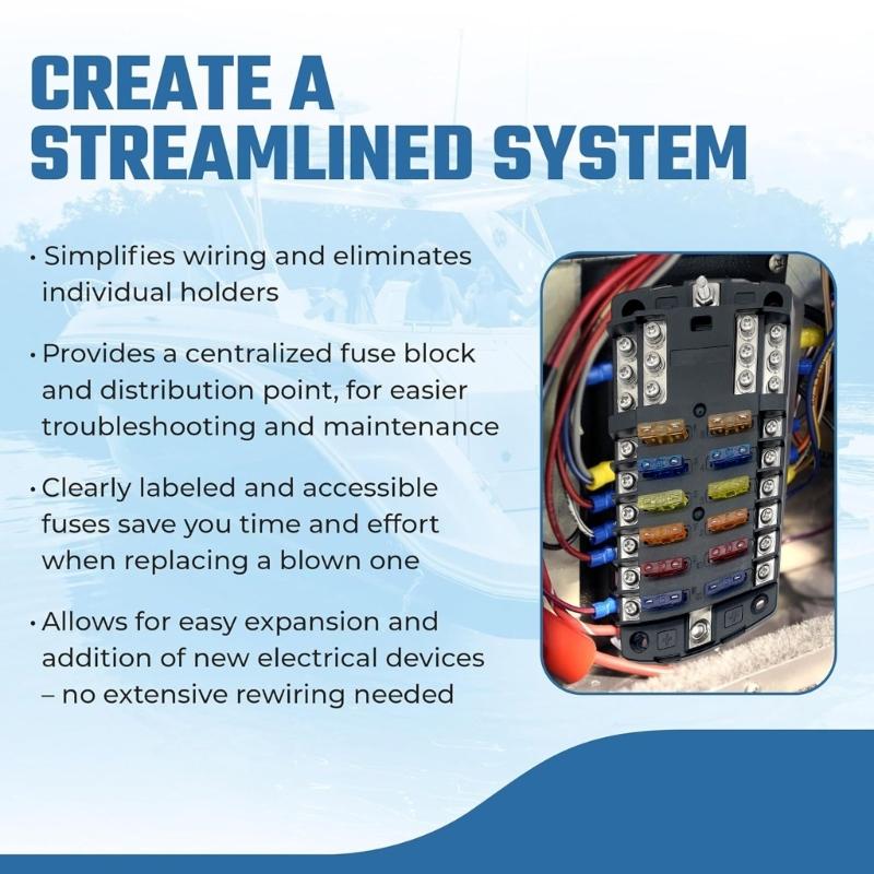 Portable Sturdy 12 Way Fuse Block Box With Negative Busbar for Automotive and Marine Applications Daily Casual Use