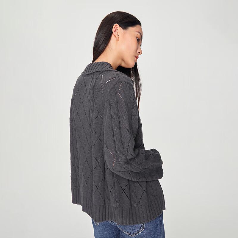 Lee Women's Relaxed Fit Double Zipper Cable Knit Sweater