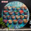 2D Retro Tin Sign Wall Art Colorful Bowls Aluminum Poster for Beach Outdoor Leisure Decor