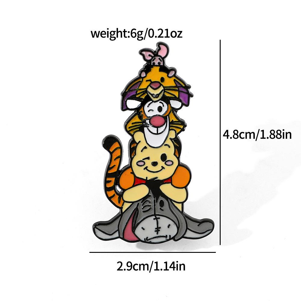 Милый мультяшный креативный Винни-Пух и Тигра металлическая значок маленький животный стопка музыка сплав капельная брошь