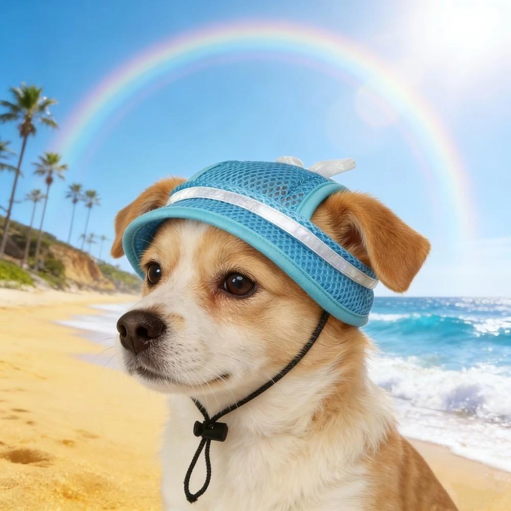 with Ear Holes Pet Mesh Sun Hat Breathable Dog Visor Hat Puppy Sun Protection Cap  for Dogs Cats