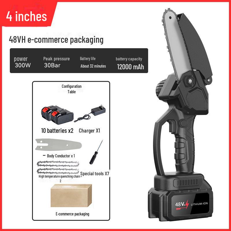 High-Power Rechargeable Handheld Electric Chainsaw for Tree Pruning and Logging