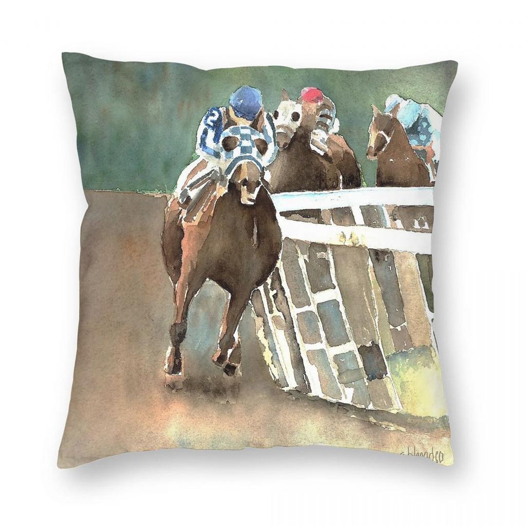 Secretariat Into Stretch Heading Square Pillowcase Polyester Linen Velvet Printed Zip Decorative Sofa Seater Cushion Cover