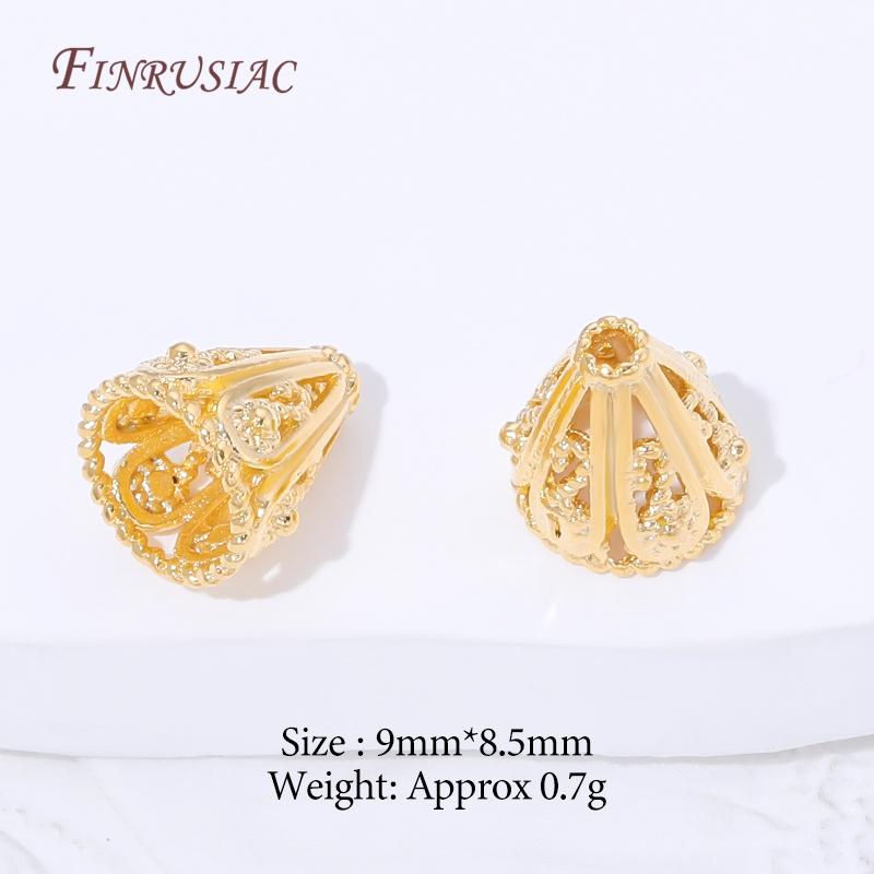 2/4/8Pcs 18K Gold Plated Brass Filigree Cone Bead Caps Vintage Openwork Tassel End Caps For Bracelet Necklace DIY Jewelry Making