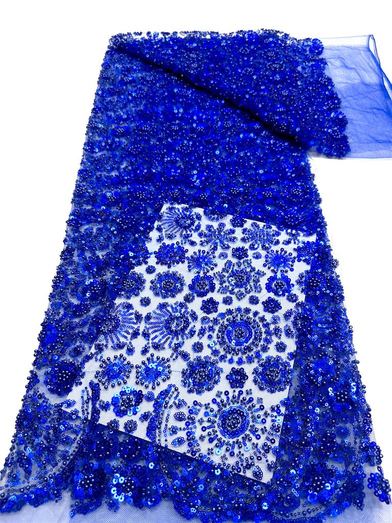 African Tulle Lace Fabric 2026 French Sequins Fabric Sewing Embroidery With Beads Lace Tulle Mesh Nigeria Dress 5 Yards Sewing