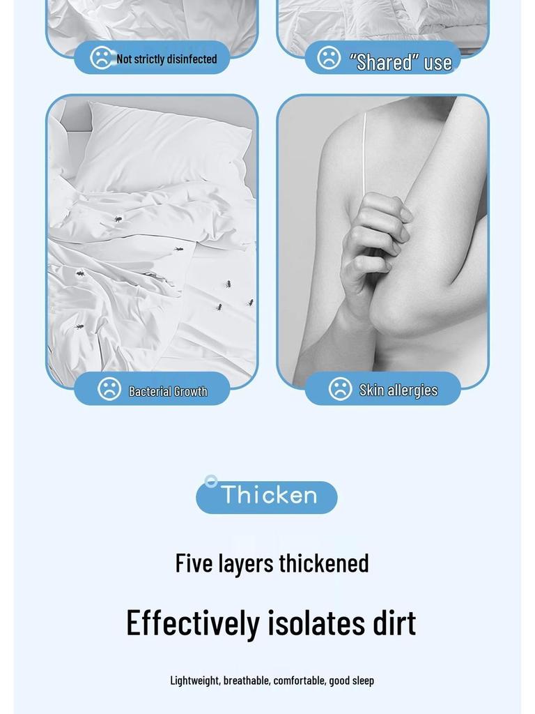 Extra Large Thick Disposable Hotel Bedding Set: Duvet Cover, Pillowcase, Bath Towel & Dirt-Isolating Bed Sheet.