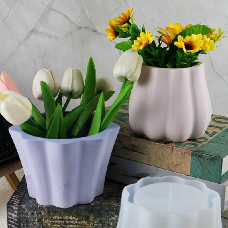 DIY Flower Pots Silicone Mold Lace Waved Vase Ornaments Mold Home Decorations Succulent Resin Mold DIY Handmade Crafts