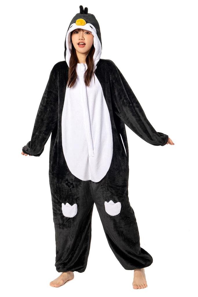 OLAOLA Penguin Kigurumi Pajamas for Animal Warm Fluffy Cold Cute Adults, Costume, Loungewear, Flannel, Protection, Unisex, (Size L, 175-185)