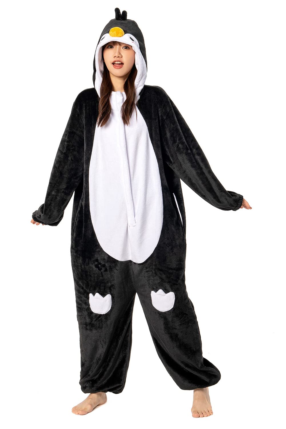 

Пижама кигуруми OLAOLA Пингвин для взрослых, Костюм животного, Теплая домашняя одежда, Пушистый фланель, Защита от холода, Унисекс, Милый (Размер L, 175-185)