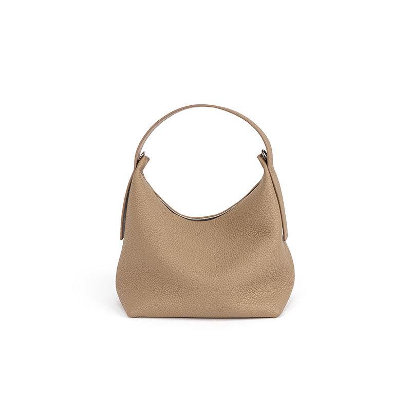 Commuting Versatile Bucket Bag Crossbody Bag Lychee Leather Fashionable Hand-held Leather Women's Bag Magnetic Button Simple Bag