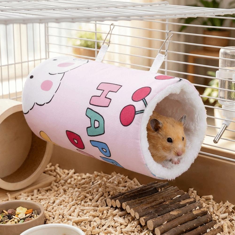 Cartoon Pattern Hamster Plush Tunnel Thickened Pet Play Tunnel for Guinea Pig Mice