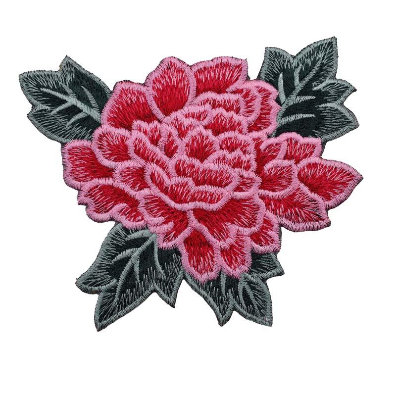 Fashion Show Costume Decorative Peony Patch Flower Motif Embroidery Diy Bag Hat Textile Iron-on Badge Sticker Accessories Patch