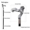 Silver Lion Head Resin Walking Cane Fashion Decorative Steel Stick Gentleman Lion Performance Stage Cane 93cm