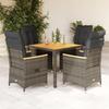 Vidaxl 5-Cz. Garden Furniture Set With Cushions, Grey, PE Rattan