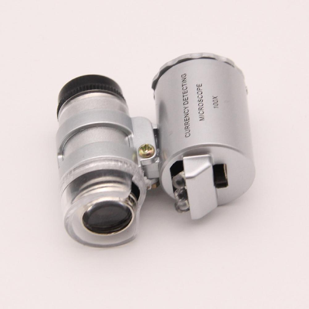 80X/100X LED Mini Microscope Adjustable Jewelry Eye Loupe Magnifier with LED UV Light Pocket Magnifying Glass for Watch Pepair