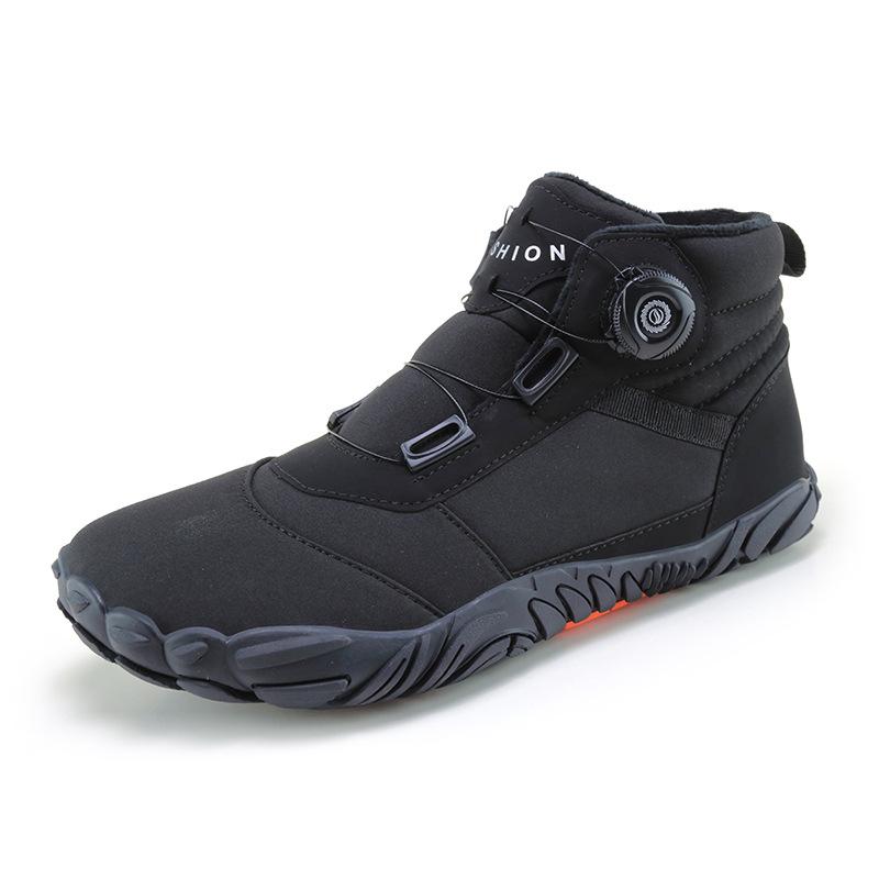 Five-finger outdoor high-top cotton shoes, men's and women's velvet warm boots, casual wear-resistant snow boots, winter thickened couple shoes