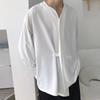 Men's Spring/Summer Lightweight Solid-Color Long-Sleeve Cardigan Youth Loose-Fit Breathable Shirt