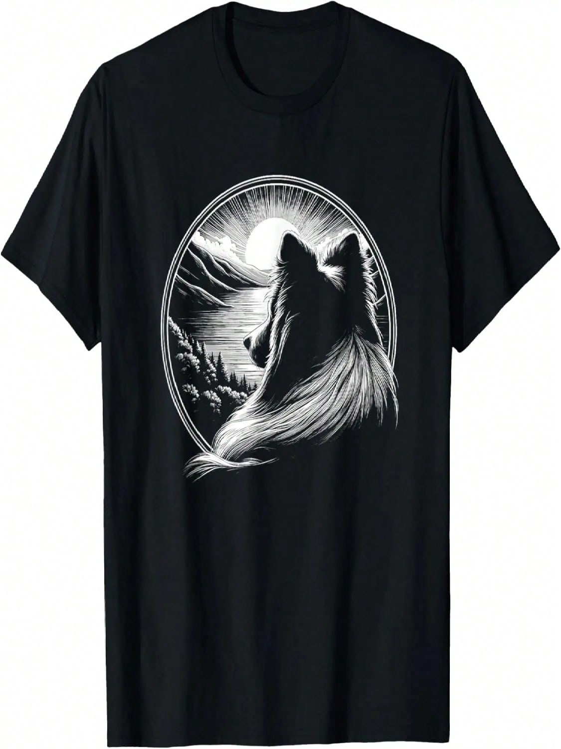 Shetland Sheepdog Dog Scene Sheltie Graphic Art Design T-Shirt S