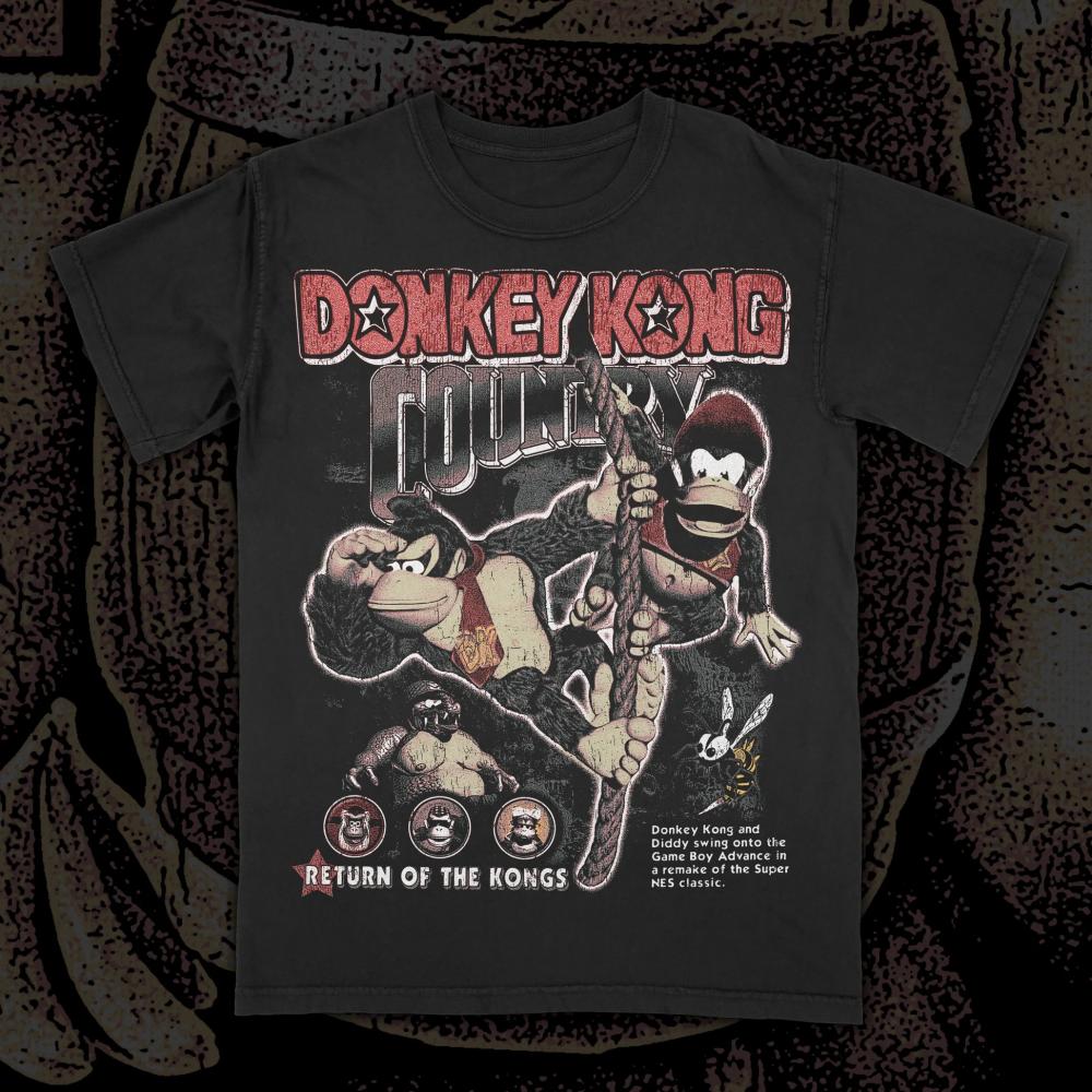 Donkey Kong Country Printed Short Sleeved Men Women Summer Pure Cotton Comfortable Loose and Fashionable Round Neck T-shirt Top