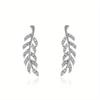 1Pair Cute Symmetrical Hollow Leaf Earrings, Golden/Silvery Leaf Crawler Earrings Additions for Women Ear Ornament