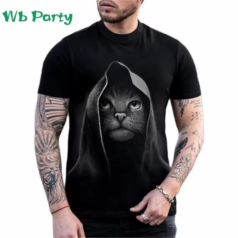 Pánské tričko s potiskem kočky Pánské oblečení Trička pro muže Tričko s krátkým rukávem Vtipný potisk kočky Nadměrné tričko Letní tričko Topy