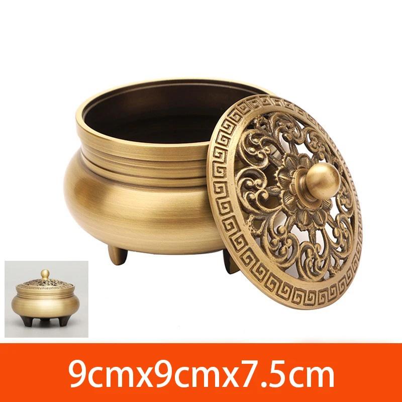 Klasický starožitný kadidelnice s plochým dnem Čistá měď pro domácnost Dekorativní interiérové ​​dekorace Zen santalové dřevo řezbářské kadidlo
