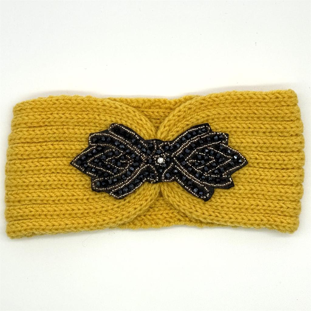 Crystal Beaded Winter Knit Headband Warm Turban Headwrap Hairbands Wool Ear Warmer Headscarf Head Wear Hair Accessories for Women Bandeau Bandanas