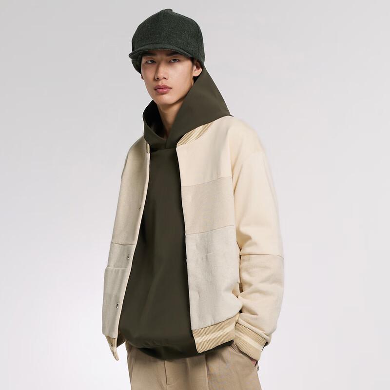 CROQUIS Men's 2023 Autumn Color-Block Baseball Collar Full-Zip Sweatshirt