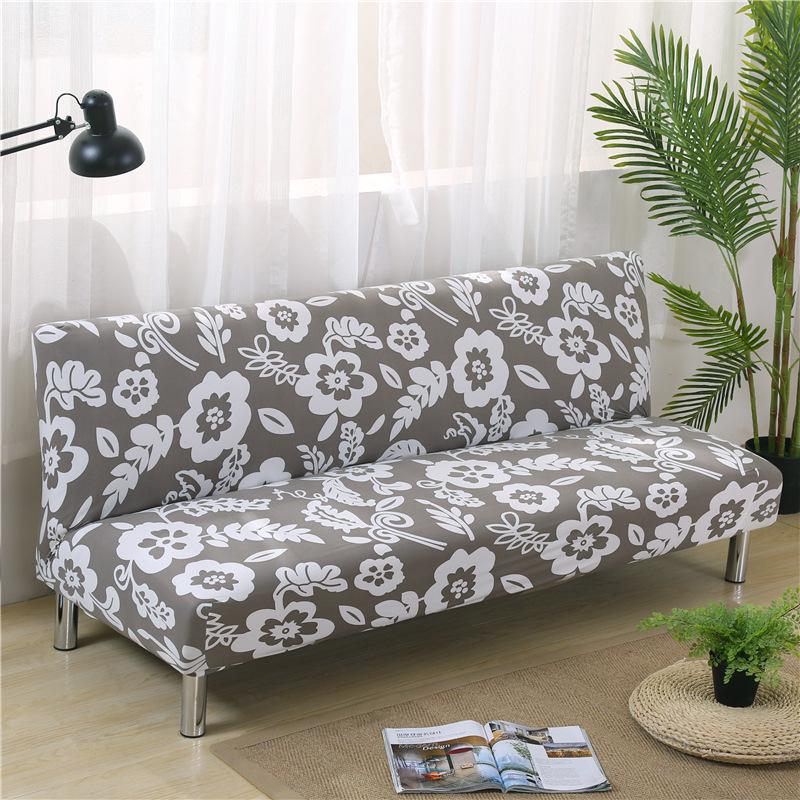 Elastic Non-Slip Printed Sofa Bed Cover Without Armrests