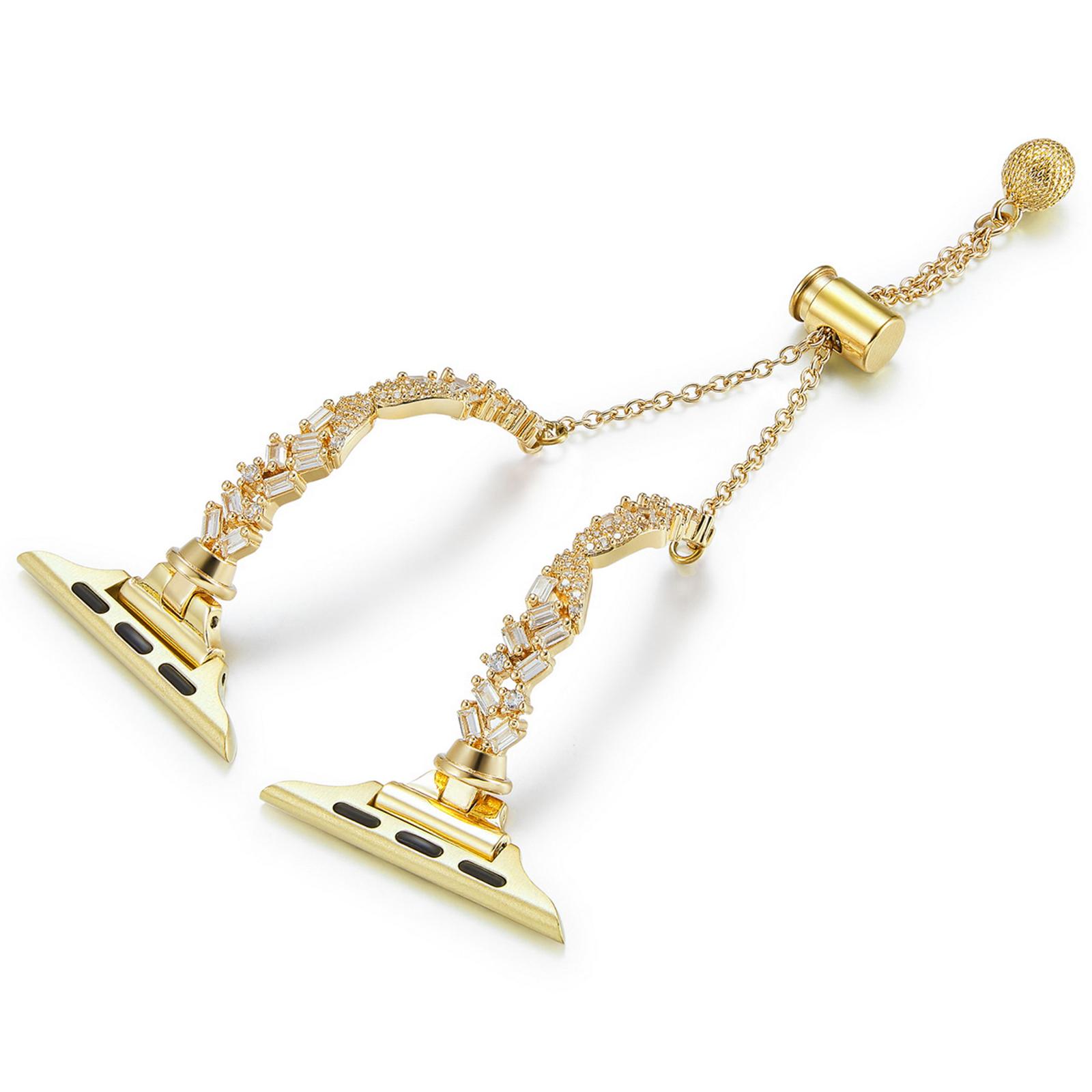 

For Apple Watch Series 10 42mm/9 8 7 41mm/SE (2023) SE (2022) SE 6 5 4 40mm/3 2 1 38mm Rhinestone Decor Copper Bracelet Angel Wings Watch Strap Gold