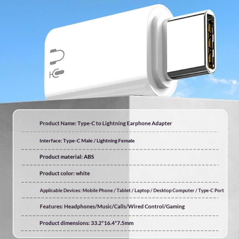 1/2Pcs Usb C To 8 Pin Adapter Type C To 8 Pin Audio Converter Headphone Earphones Converter For Phone Pad Type C Phone