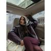 Normcore Retro Wine Red Loose Short Coat Leather Jacket
