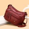 Fashionable Multi Zipper Crossbody Bag, Soft Vegan Leather Shoulder Bag, Women's Multi Pocket Handbag Wallet