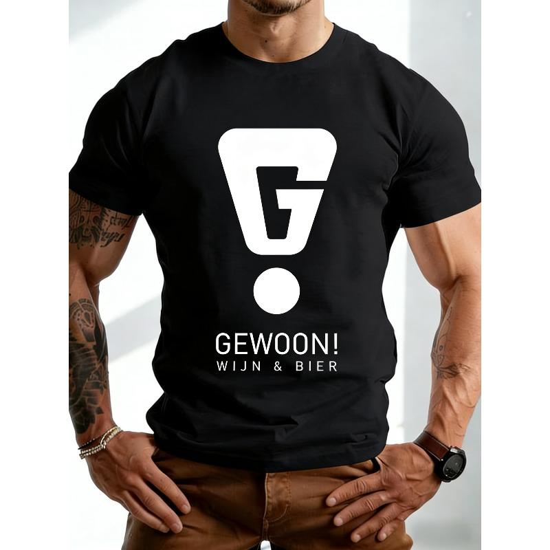 European sizes Summer Minimalist Style  GEWOON!  Adult T-Shirt, Creative Exclamation Mark Letter Print Design S чёрный