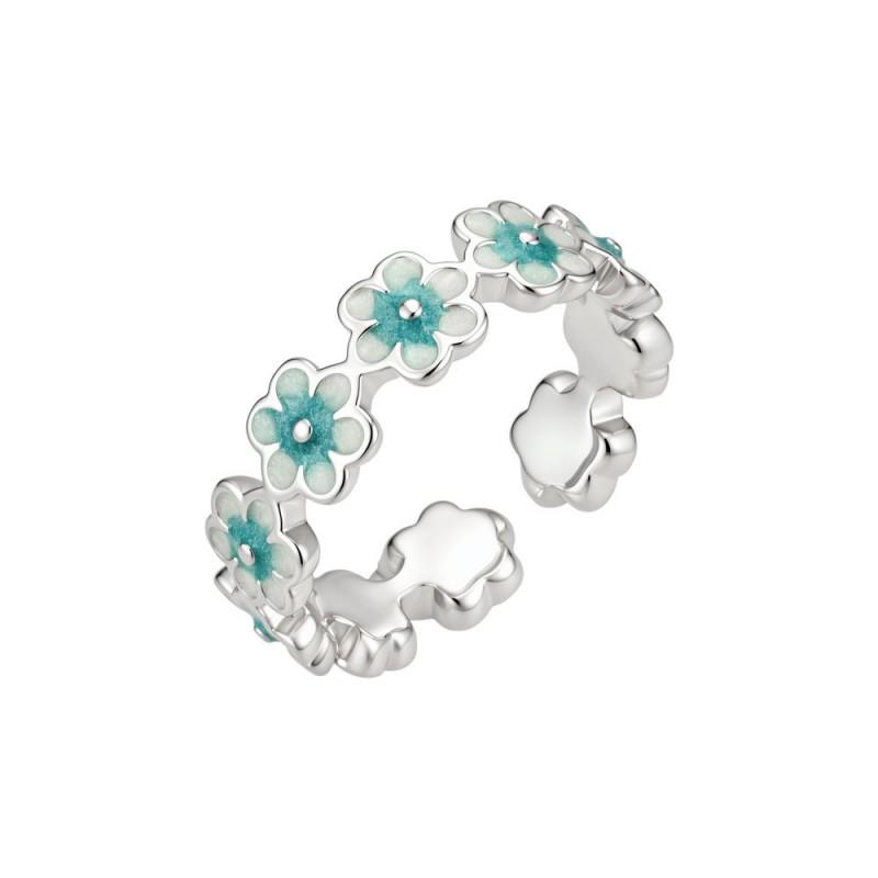 Anello Fiorito Regolabile Donna Fresco Gradiente Olio Gocciolante Floreale Banda Aperta Dolce Minimalista Dito