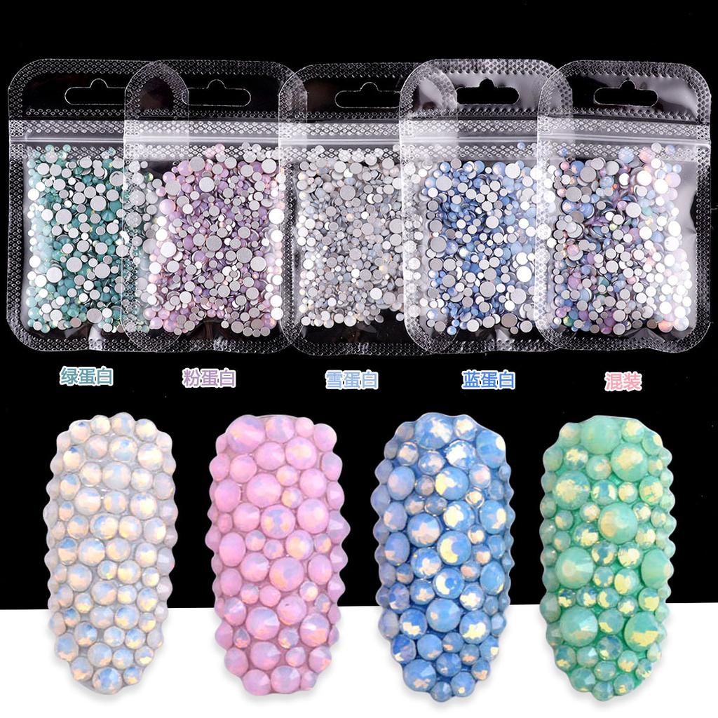 Nail Art Jewelry Flat Bottom Drill Nail Drill Snow Protein Glass Crystal Drill Multi-Size Mixed Color Diamond Small Diamond Zircon Accessories