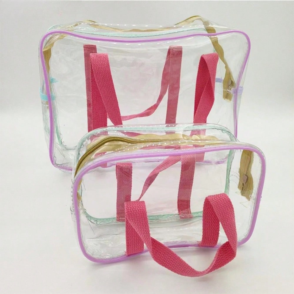 Korean Ins Cream Color Large Capacity, Swimming Transparent Water Beach Bag Storage Bag Macaron Toilet Bag