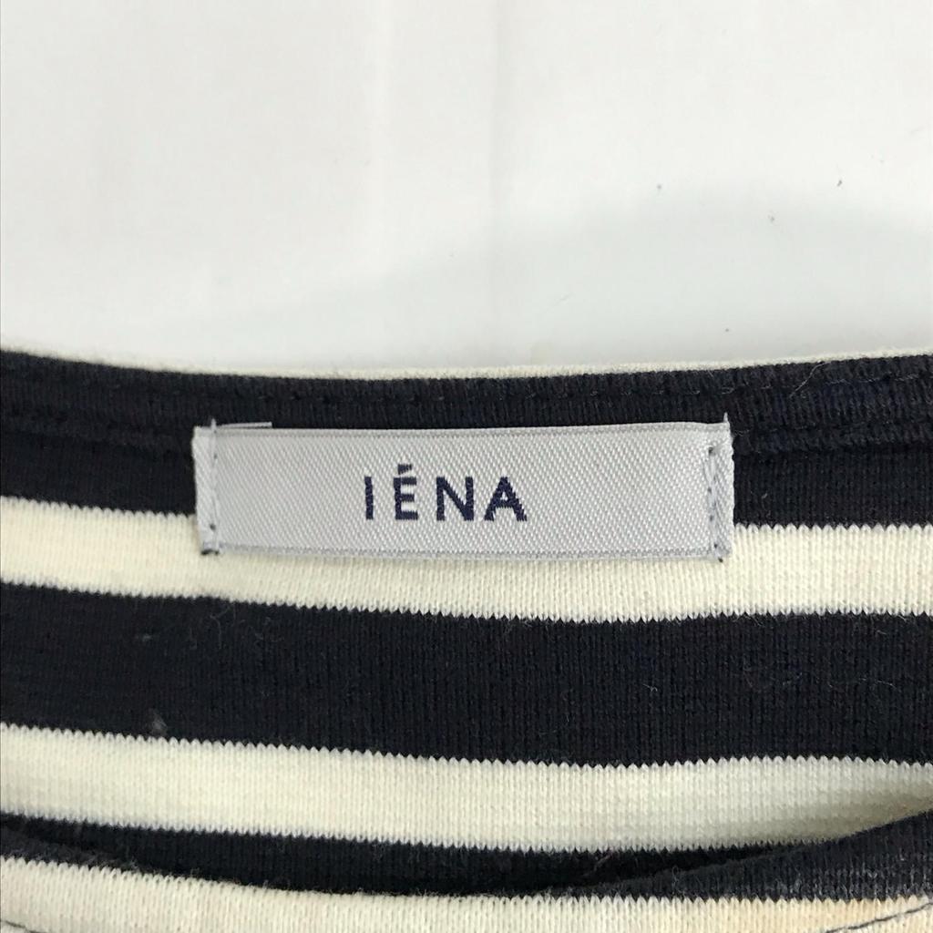 Made in Japan IENA Three-Quarter Sleeve Cotton Dress L Women Knee-Length Black/White Stripes(USED)