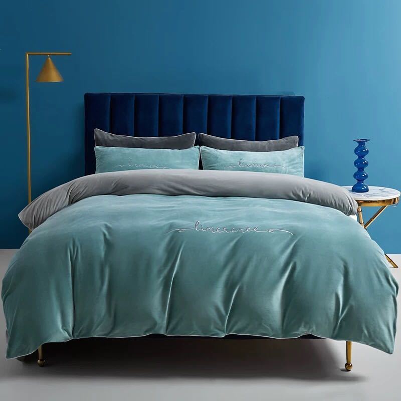 4pcs/set Plus Velvet Thick Warm Quilt Cover Autumn and Winter Milk Velvet Bed Linen Bedroom Bedding