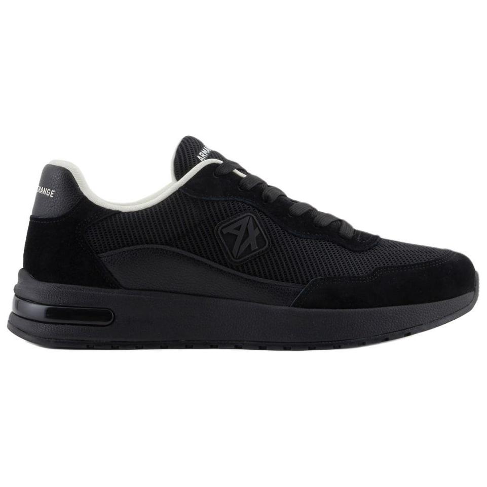 Armani Exchange Leather Logo Lace-Up Low-Top Casual Shoes Men sneakers Black XUX240XV910Q781