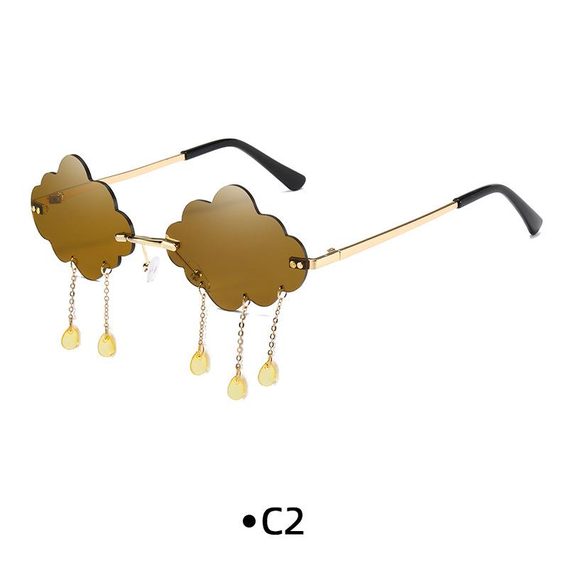 Sunglasses Funny Cloud Shaped Men and Women Disco Glasses Clouds Tassel Shades Rimless Sunglasses UV400 Eyewear