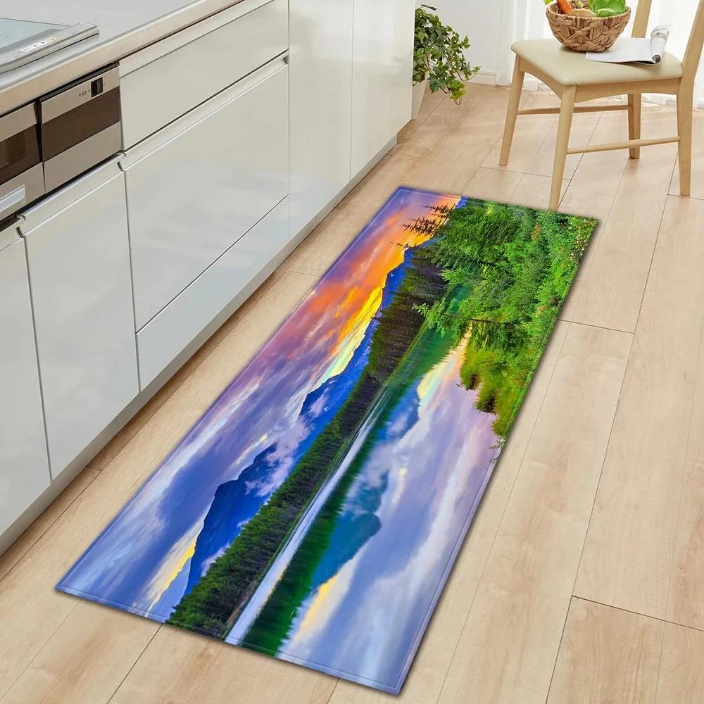 

Non Slip Washable Artistic Nature Landscape Runner Mat Scenery Design Rug for Kitchen Hallway Corridor Home Decor Floor Carpet 40X120CM